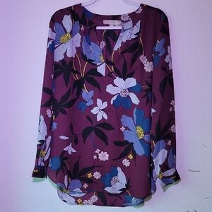 LOFT Purple Floral Blouse